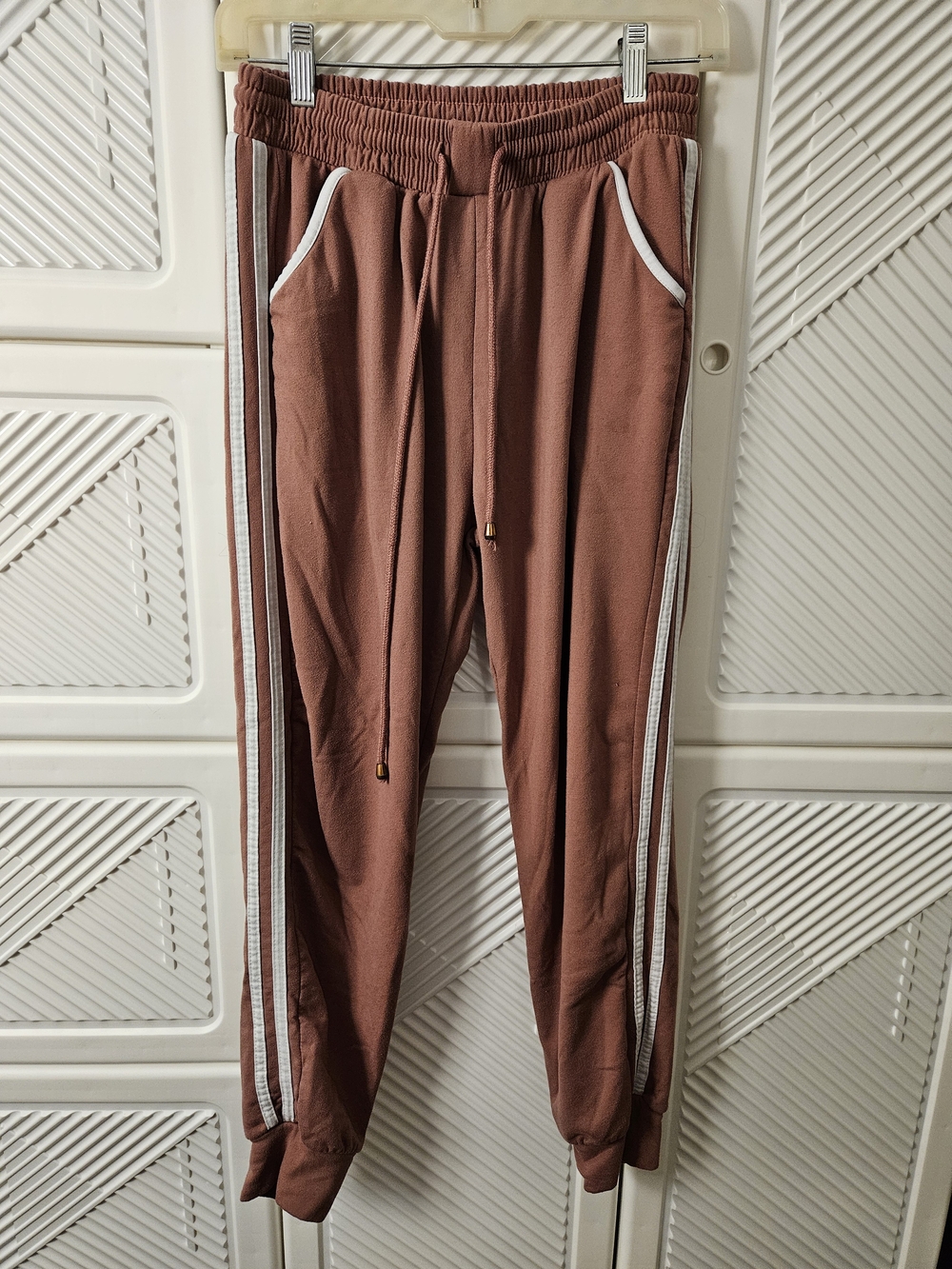 Rust Track Joggers with Side Stripes